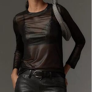 NWT - Anthropologie Porridge Long Sleeve Mesh Shine Top